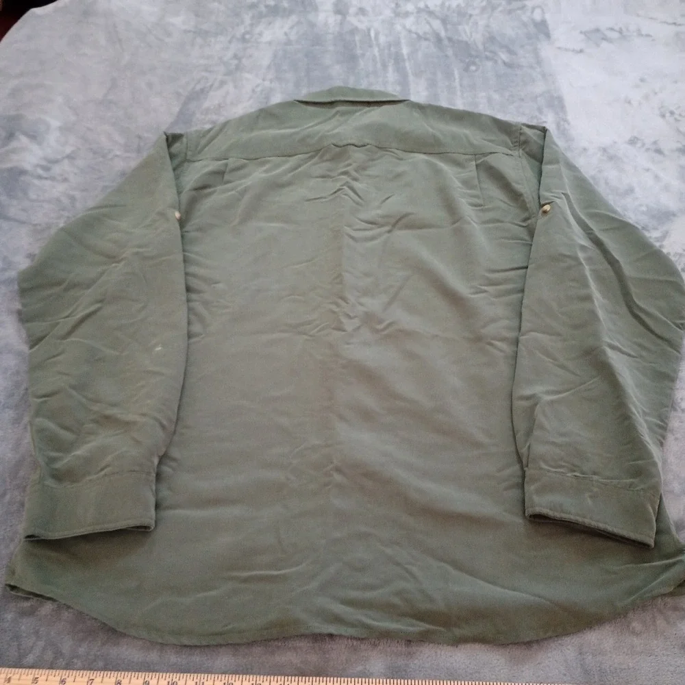 The North Face Shirt‎ Mens XXL Green Long Sleeve Button Down Zip Pocket A412